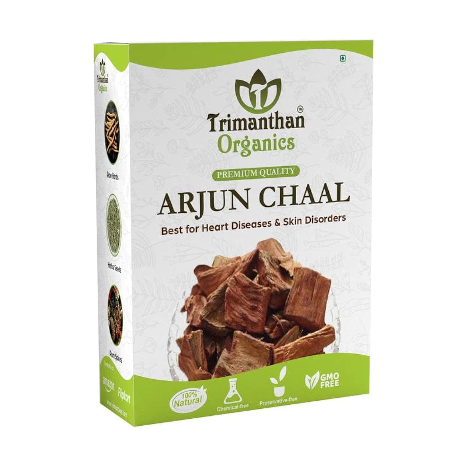 TRIMANTHAN ORGANICS Pure Arjun Ki Chaal (400 GM) - Raw Organic Arjuna Tree Bark Terminalia For Cardiovascular Health & Cholesterol Management (Pack of 1)