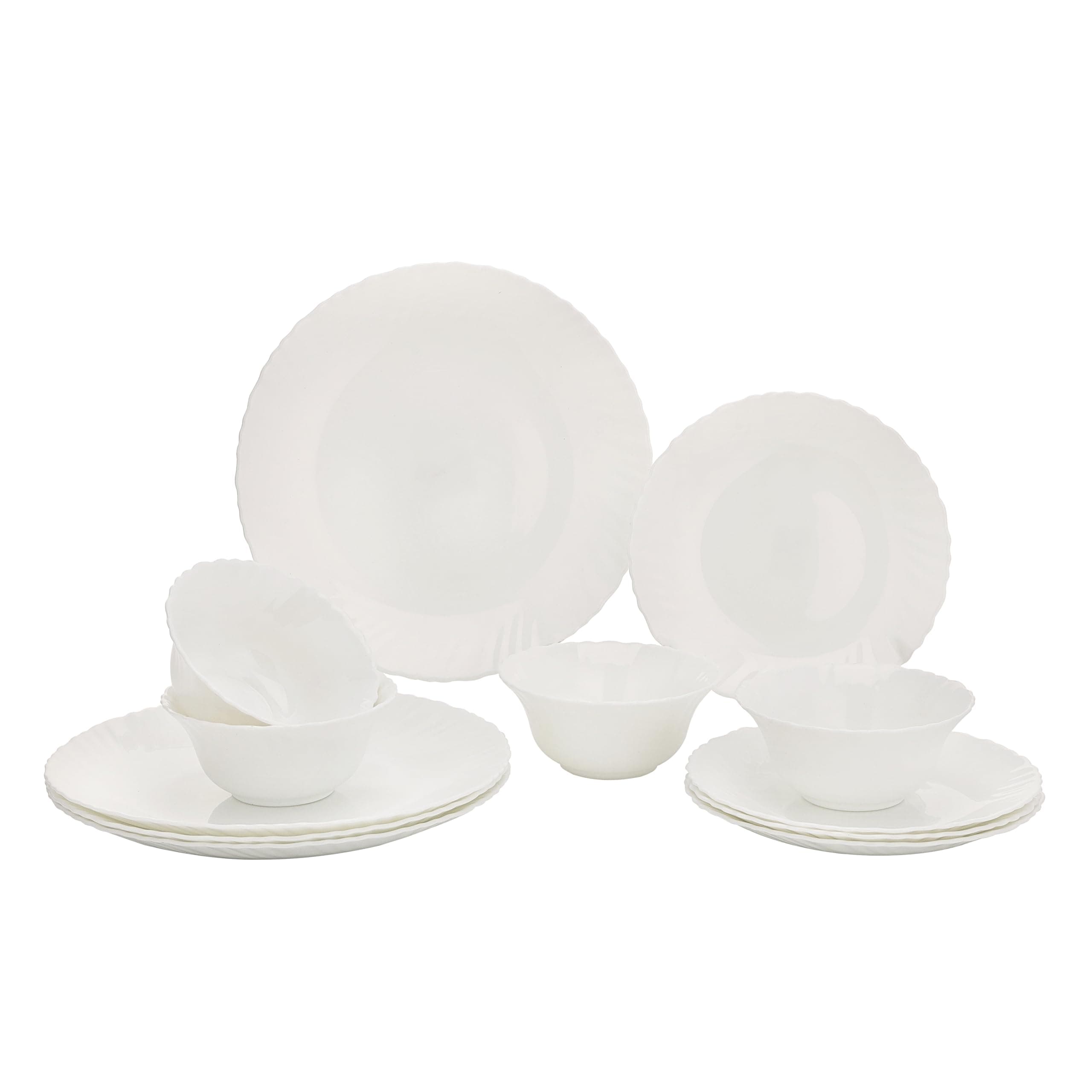 Royalford Opal Wear Dinner Set, 12Pc, Beautiful Elegant Design, Dishwasher Safe/Freezer Safe Ideal For Family Meals And Casual Gatherings White, RF10287