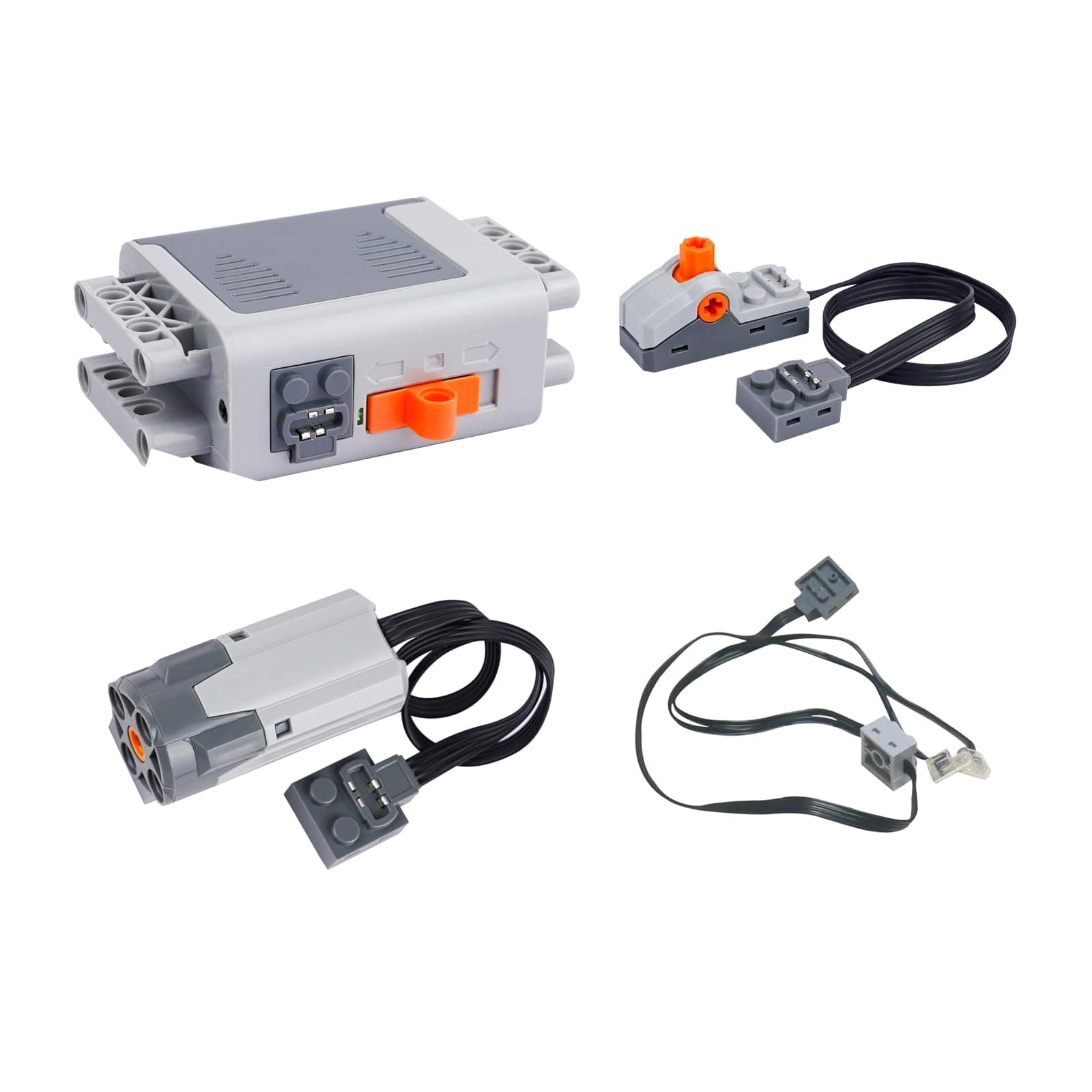 4pcs Power Function Motor Set, Science and Technology Power Function Kit, Power Functions Motor Battery Box Switch Light Cord Set for Lego Technic