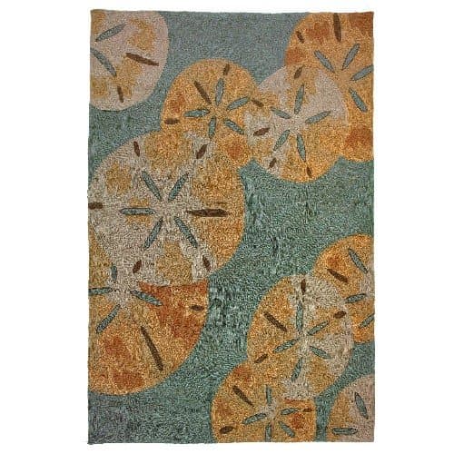 Homefires Sand Dollars by The Sea 5-Feet by 7-Feet Indoor Outdoor Hand Hooked Area Rug
