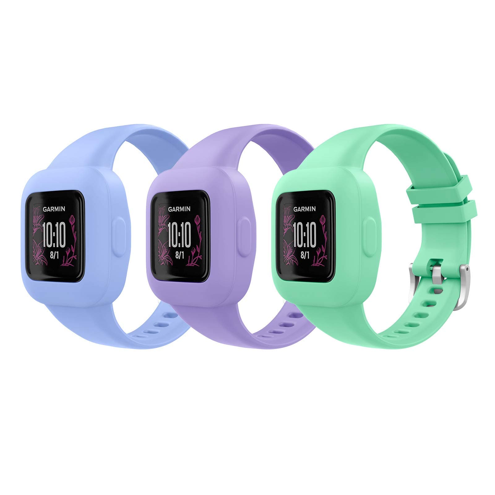 MoKo 3PACK Band Compatible with Garmin Vivofit JR 3, Soft Silicone Adjustable Replacement Strap Wristband Bracelet