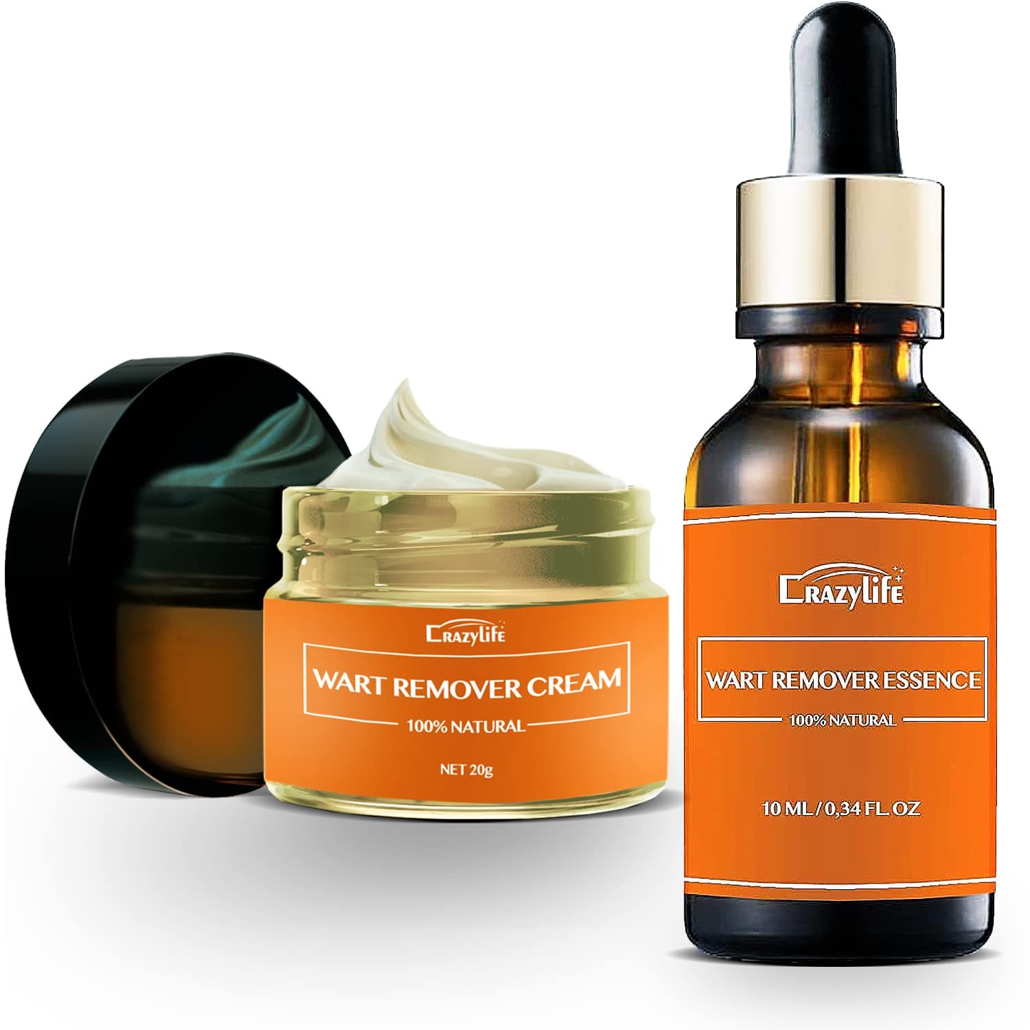 Wart & Skin Tag Remover Set Essence + Cream Lotion Effective Treatment Wart Removal Maximum Strength