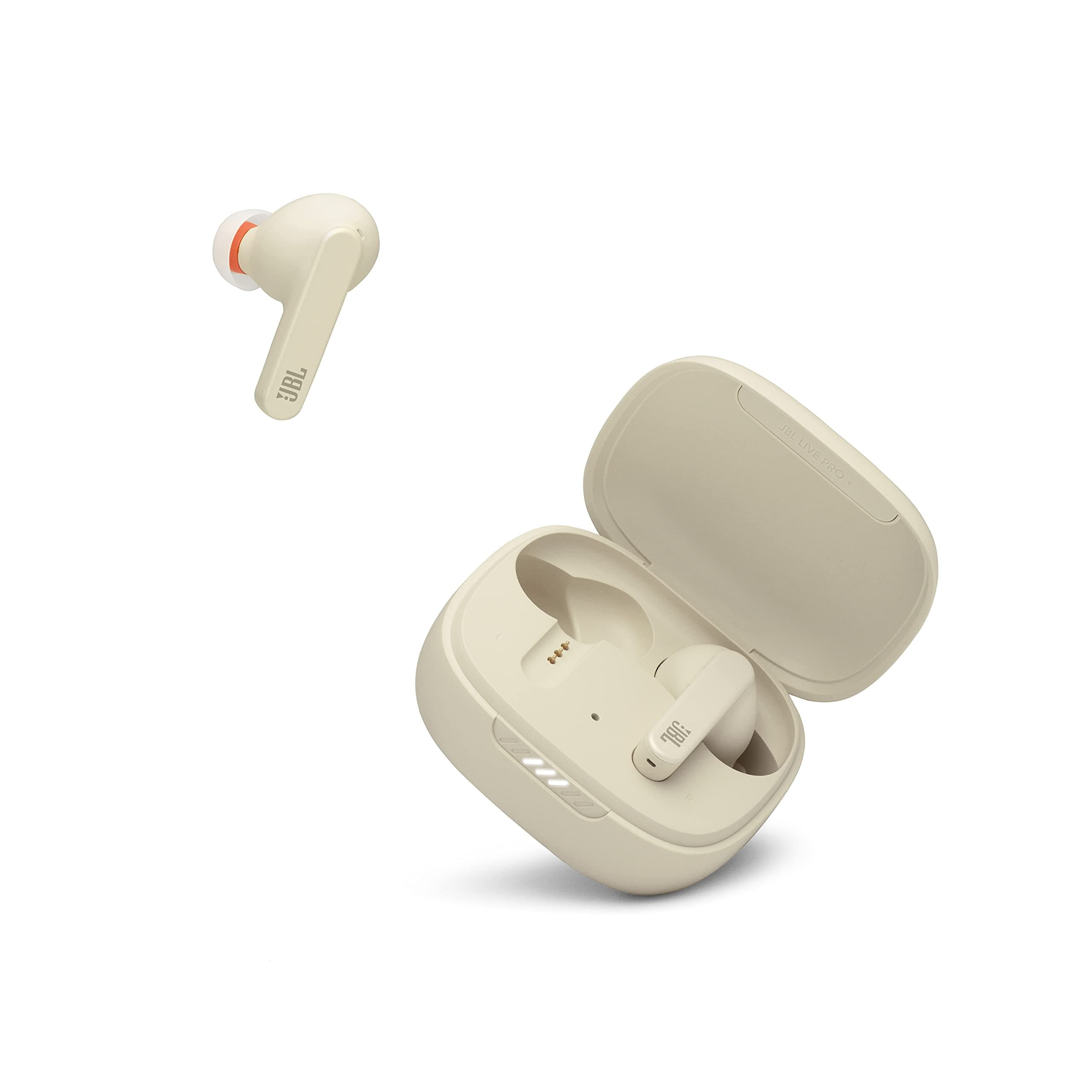 JBL LIVE PRO+ TWS True Wireless In-ear Noise Cancelling Bluetooth Headphones, Up to 28H of battery, Microphones, Wireless Charging, Hey Google and Amazon Alexa, iOS and Android compatible (Beige/Sand)