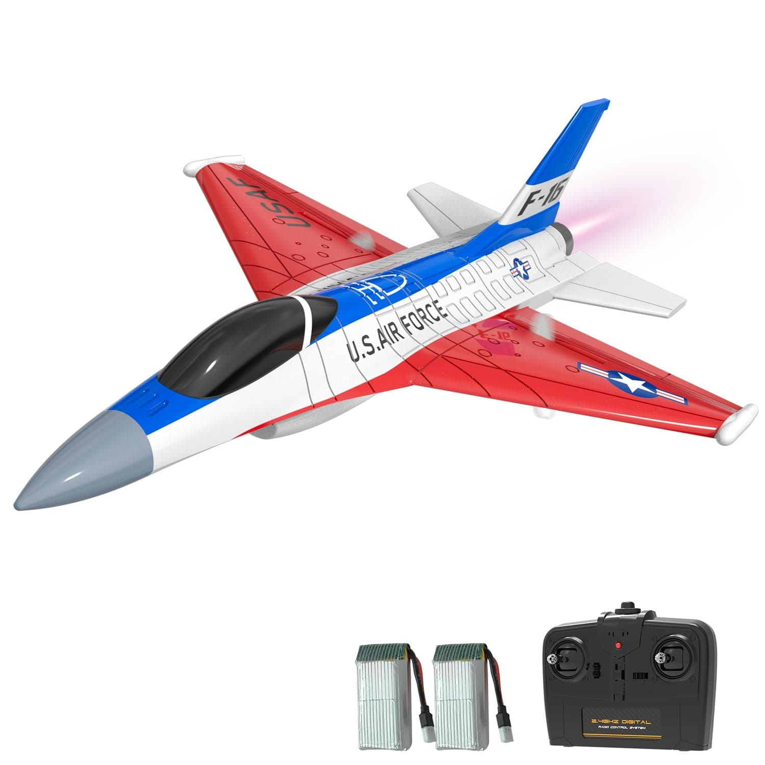 VOLANTEXRC RC Plane F-16 Fighting Falcon - 2.4Ghz 2CH Remote Control Airplane Jet Fighter Ready to Fly with Cool Lights, for Beginners, Boys and Girls (762-4)