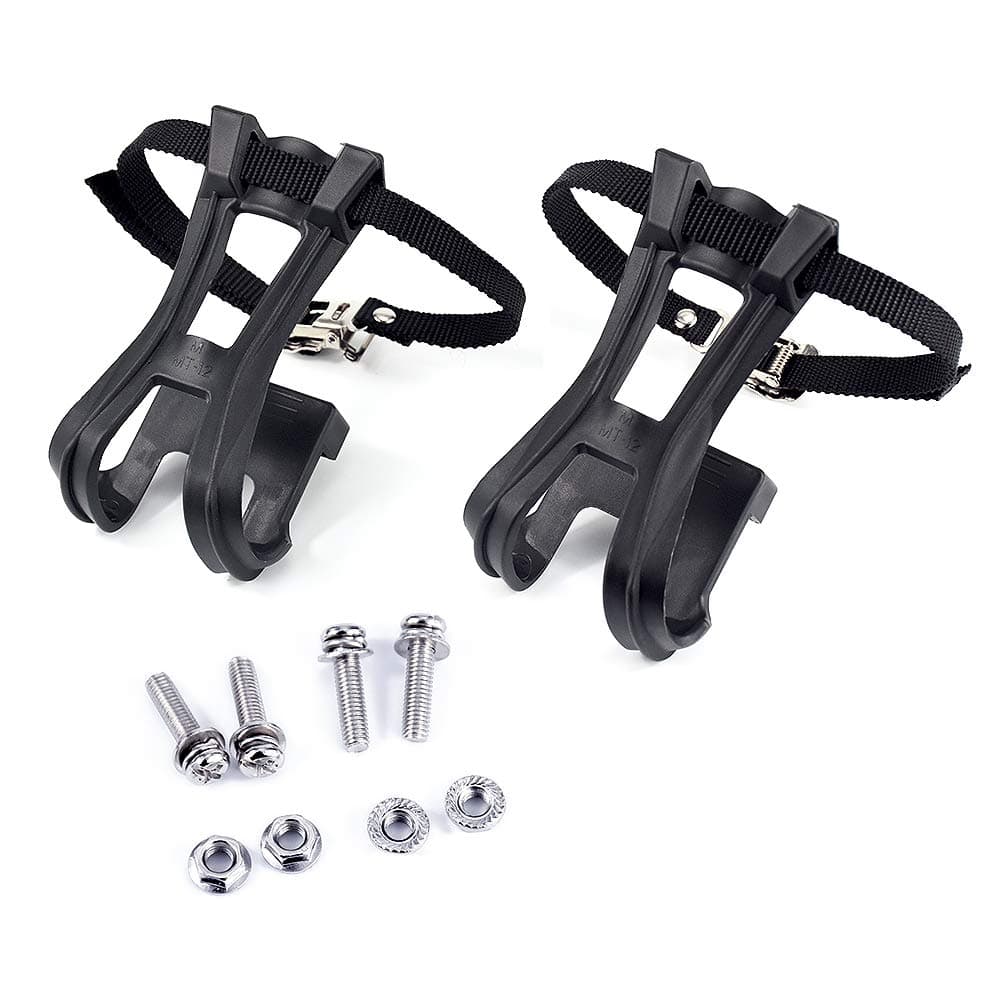 Esnow 1 Pair Toe Clips with Strap Belts Cycling MTB Road Mountain For Bicycle Pedal