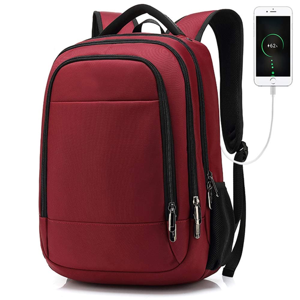 Laptop Backpack for 15.6 Inch Business Laptop Rucksack with USB Charging Port, Water Resistant Casual Daypack for School Travel Daypack for Work/Business/College/Women/Men (red)