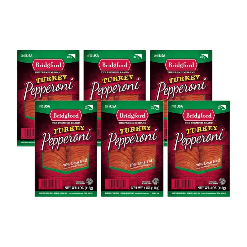 Sliced Turkey Pepperoni 4 oz Pack of 6 - Pepperoni Slices for Pizza and Sandwiches - Naturally Smoked Healthy Snacks for Low-Carb Keto Diets