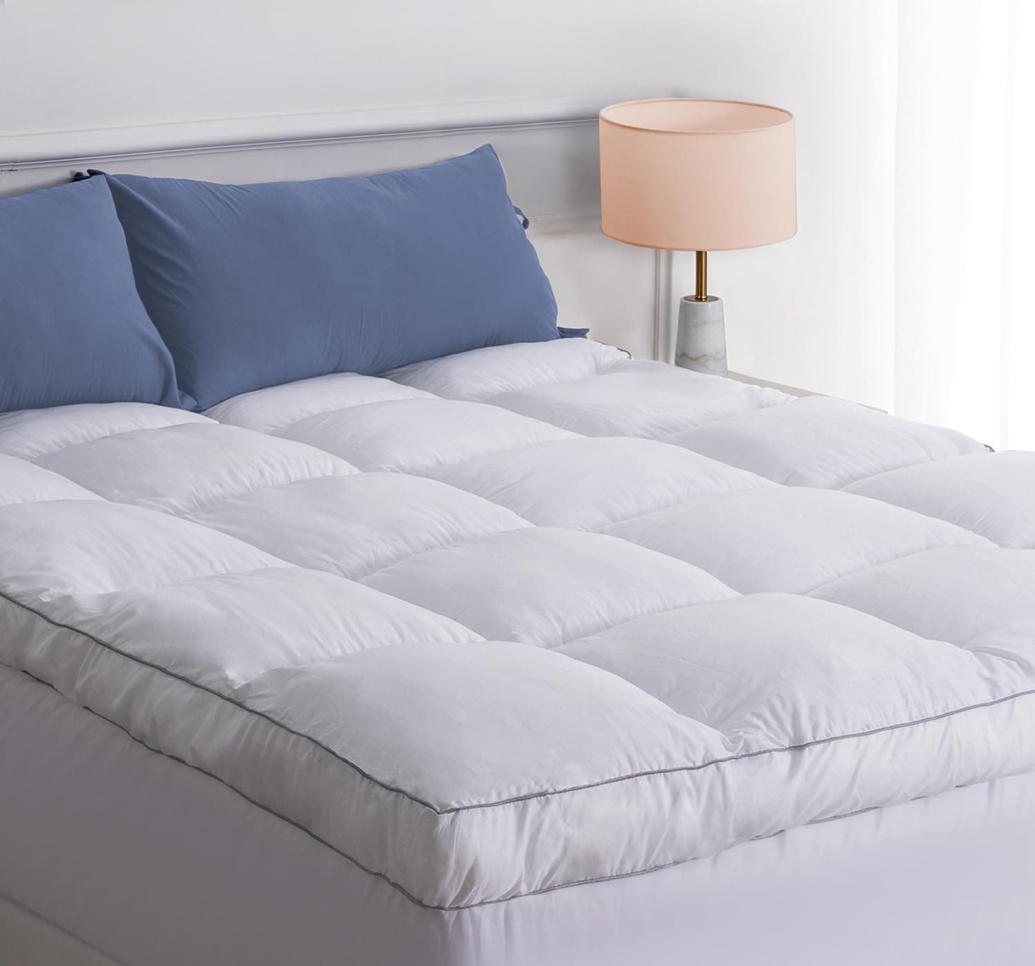 Marine Moon Mattress Topper Twin Plush Pillow Top Mattress Pad/Bed Topper, Fluffy Mattress Pad, Hotel Quality Down Alternative Pillow Topper