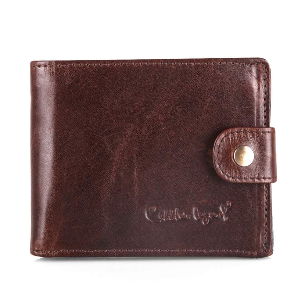 Short Men's Genuine Leather Wallet Slim Front Pocket Handmade Purse with 2 ID Windows