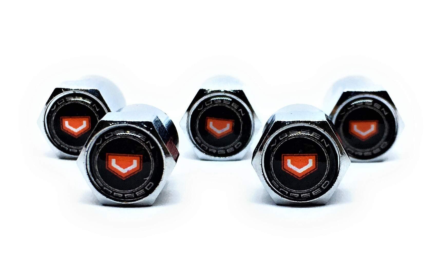 Vossen Wheel Forgen Metal Tire Valve Stem Caps Set/5 Pcs for Cars Sedan SUVs Compacts Luxury Pickups Truck Motorcycles