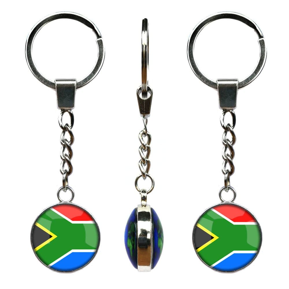 South Africa National Flag Double Sides Photo Printing Key Chain With 2 Base Colors Selection,Photo Glass Dome Car Pendant,Glass Cabochon Key Ring
