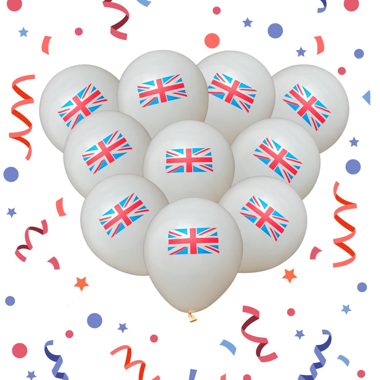 100pcs Union Jack Flag Printed Balloons 12" King Charles III Coronation Royal Party Sports Event GB BBQ Street Decorations