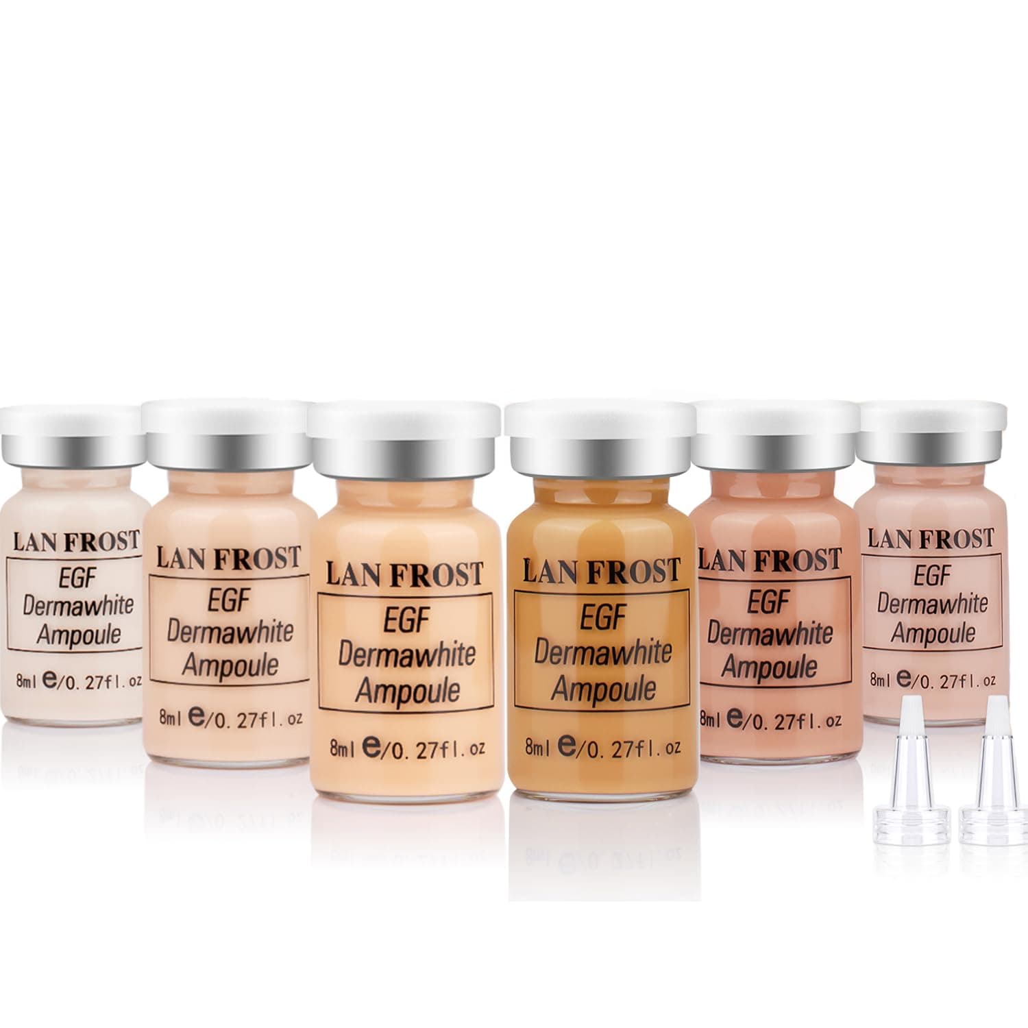 Facial Glow Serum Starter Kit Hyaluronic Acid Essence Foundation Skin Care Kit 0.27oz 6 Vials, Combined With Niacinamide and Peptides To Brighten Skin Tone Anti-Aging Foundation 6-Color(Multicolo)