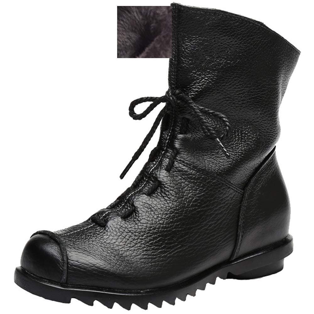Women's Leather Casual Soft Flat Boots