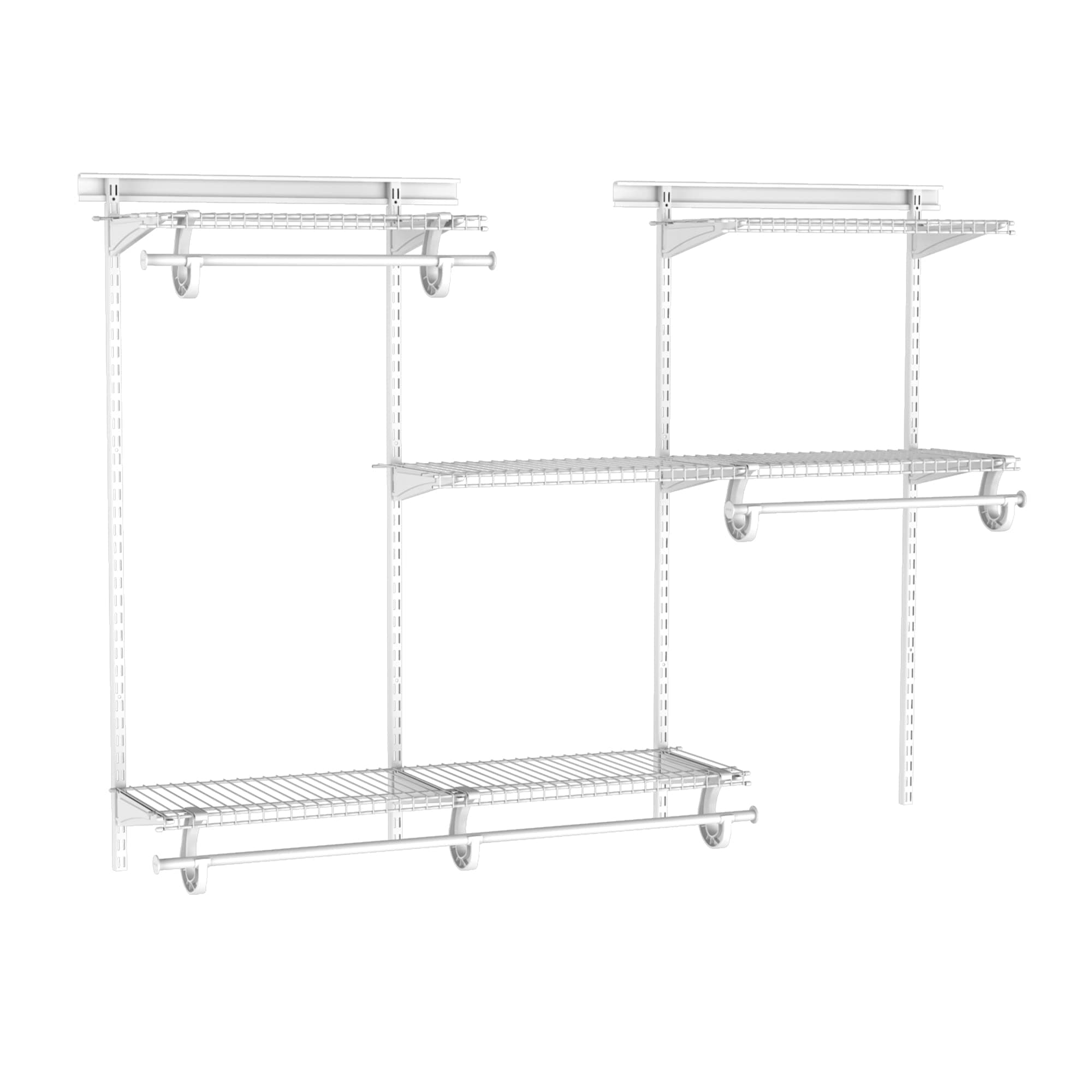 ShelfTrack Wire Closet Organizer System, Adjustable from 4 to 6 Ft., With Shelves, Clothes Rods, Hardware, Durable Steel, White