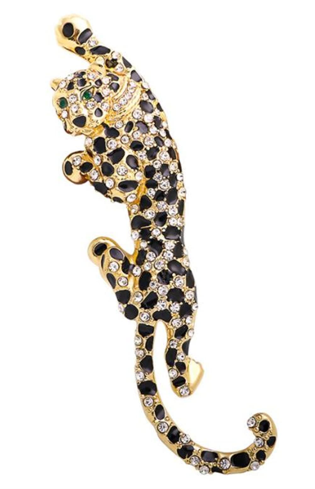Rhinestone Leopard Brooch for Women And Men Unisex Pin Animal Brooch Pin Crystal Leopard Design Brooch Pin Jewelry Winter Coat Accessories