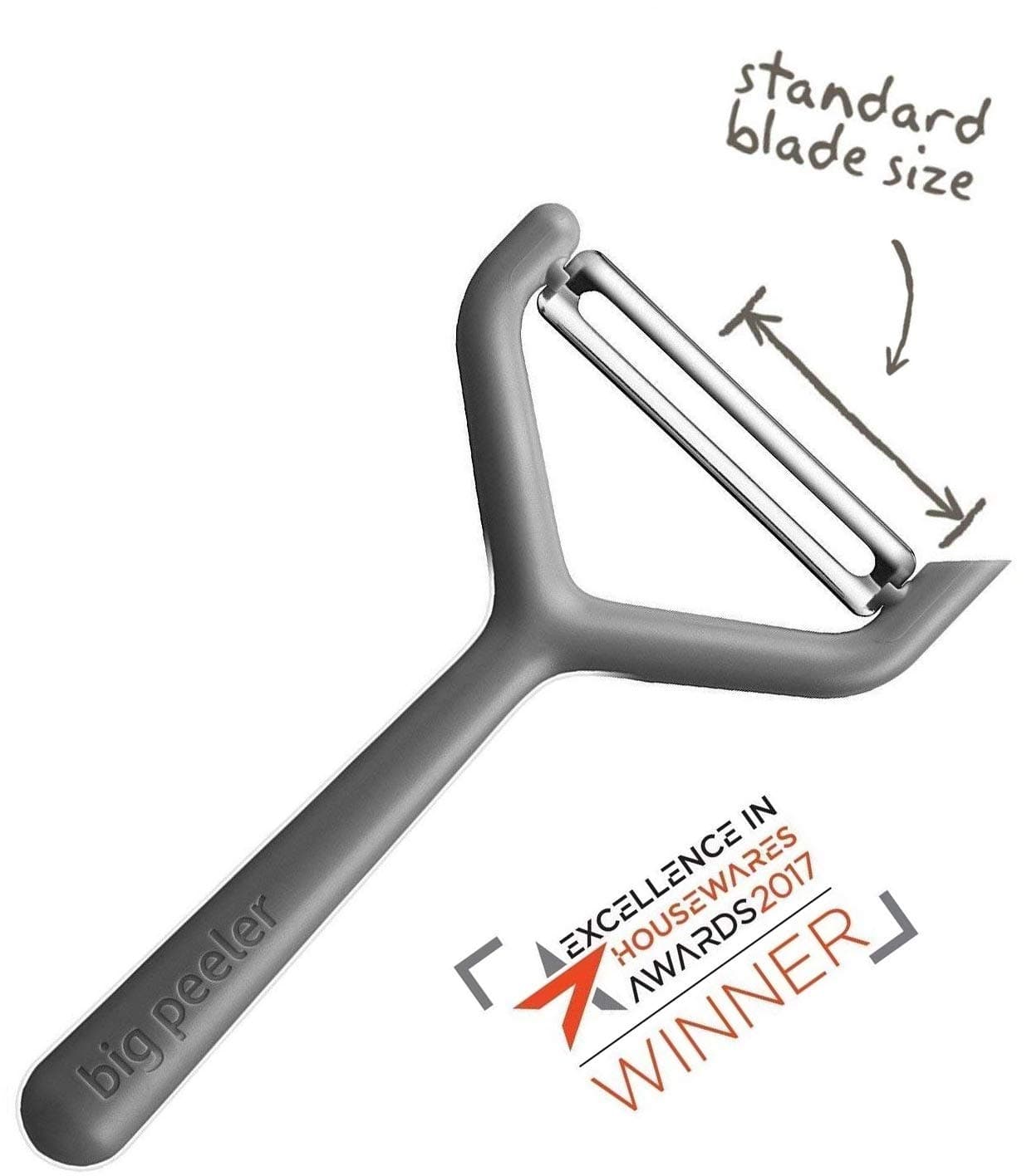 New Soda Big Peeler, Extra Wide Large Fruit & Vegetable Peeler, Ultra Sharp, Twice As Fast - Blade 50% Larger Than Standard Blades (Grey) (Grey&White)