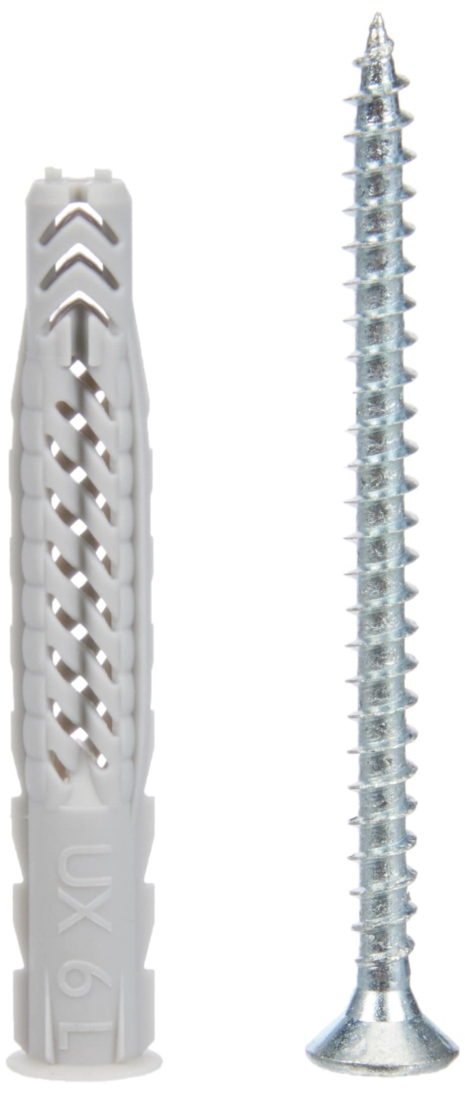 94759 UX Wall Plugs with Rim and Screws, 6x50mm, Grey, Box of 25