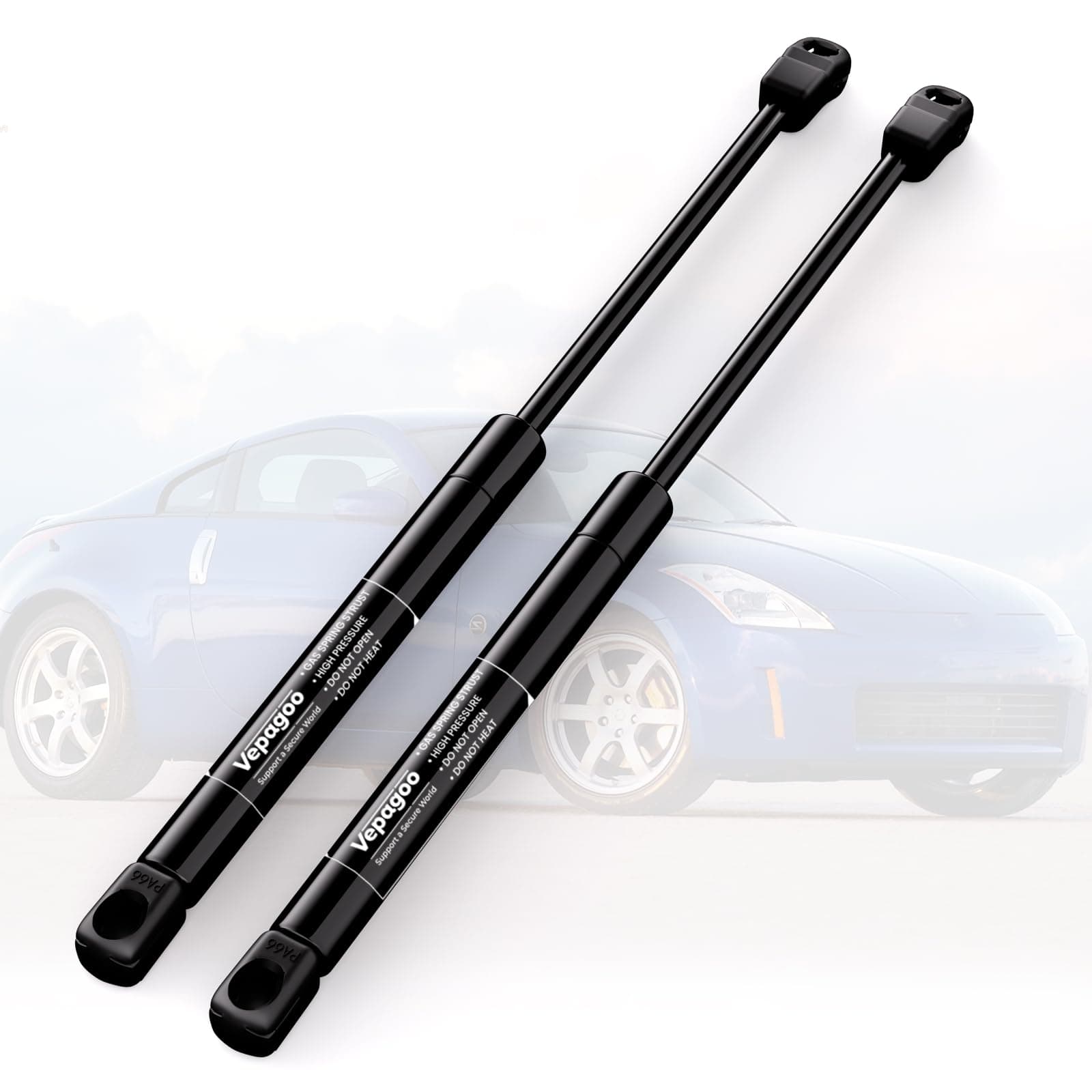 Vepagoo 4194 Rear Trunk Gas Shocks Compatible with 2003-2008 Nissan 350z Liftgate Lift Supports Struts with Added Pressure for Larger Spoiler - Includes Brackets,Set of 2