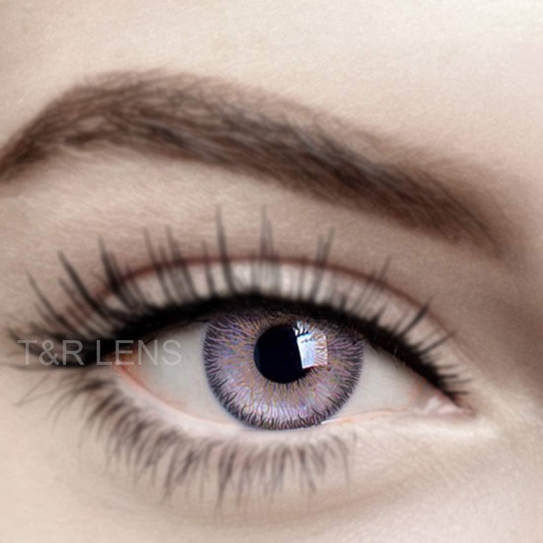Iconic Eye Purple Monthly Zero Power Monthly Contact Lens 2+ Multi Plus Solution with Lens Storage Box - By T&R Lens