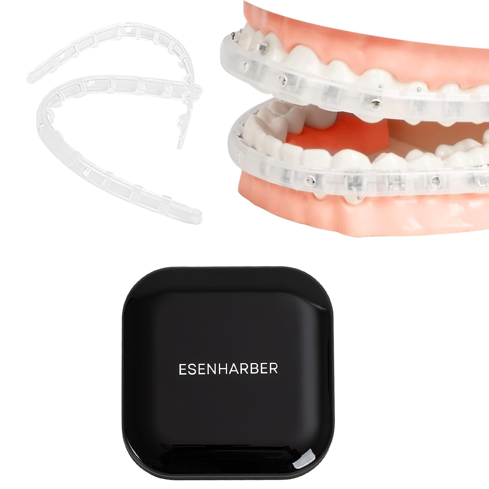 Comfort Cover for Braces, Lip Protector Mouth Guard Lip Cushion Teeth Shield Bumper for Brackets, Aligner, Dental Wax Alternative, Hard and Rigid Clip, in Portable Storage Case with Mirror