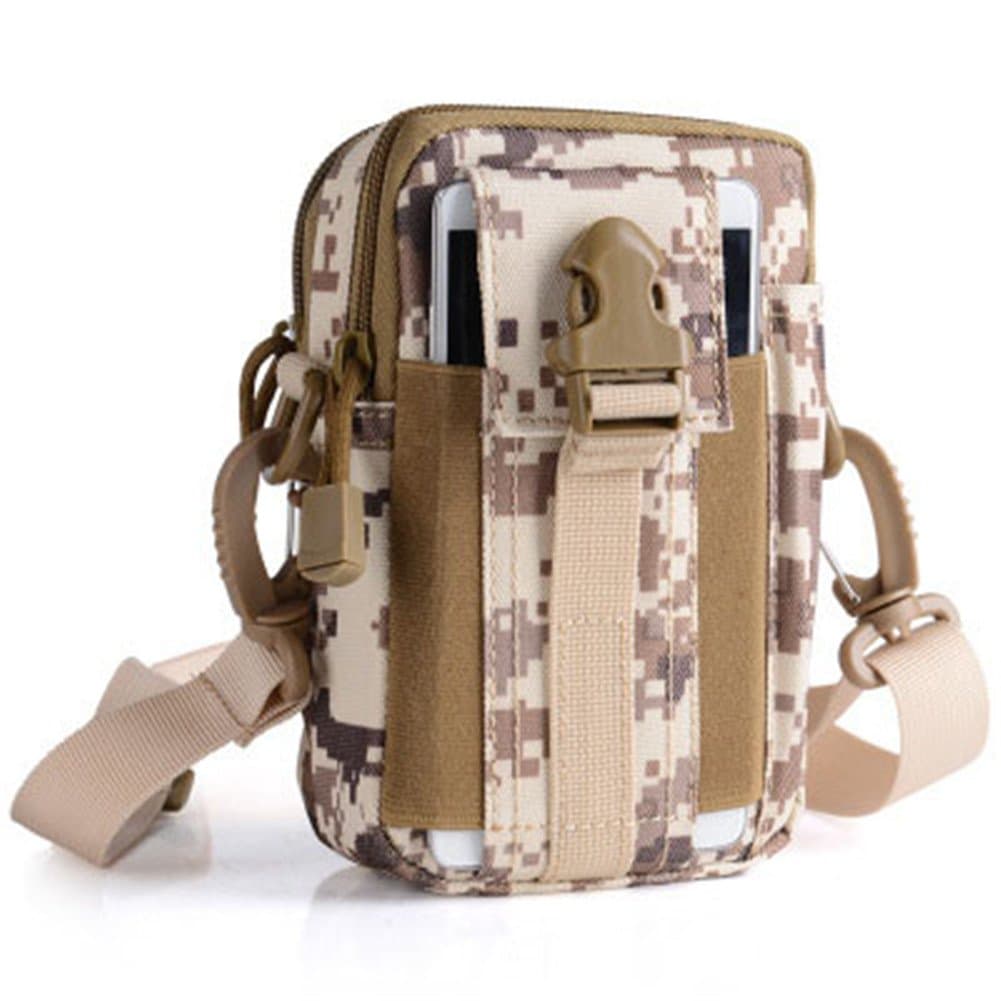 Outdoor Tactical Waist Bag Men's Multifunctional Tactical Shoulder Bags Tactical Bags 5.5 / 6-inch Waterproof Mobile Phone Package Camouflage Waterproof for Jogging (Desert Digital)