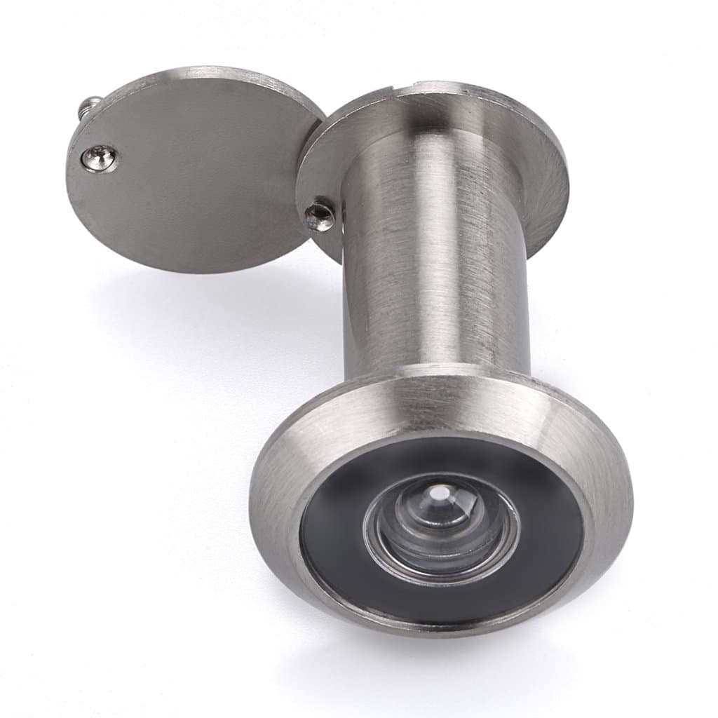 Peephole Door Viewer 220-Degree Spy Hole Viewer with Privacy Cover - Bore Hole Diameter 32mm, Barrel Diameter 16mm, for Thickness 34mm to 55mm Doors, Brushed Chrome Finish