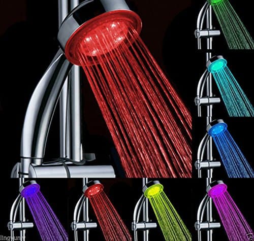 Juenana New 7 Colors Magic Led Light Romantic Automatic Shower Head Bathroom Shower GlowTemperature control three colo...