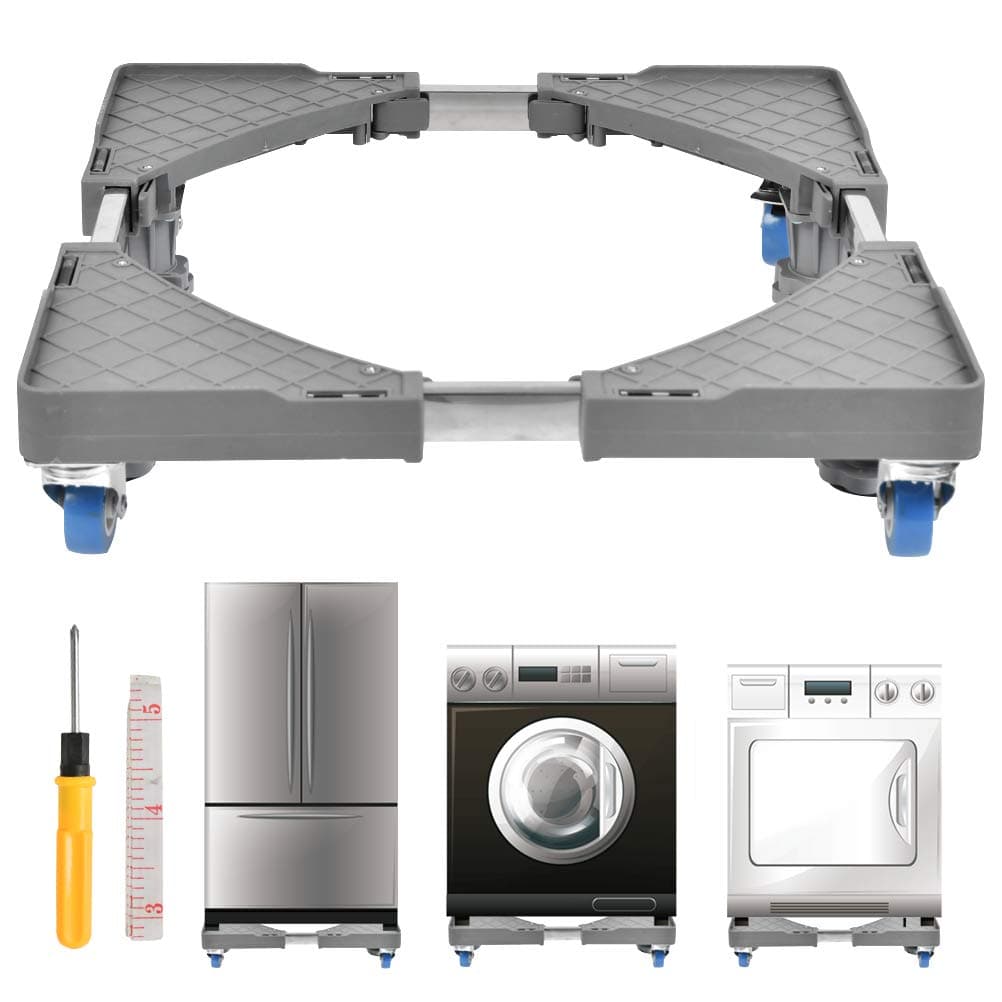 FOCCTS 1 x Adjustable Washing Machine Base Set Trolley Mobile Device Trolley with Wheels for Tumble Dryers, Cookers, Fridges, Freezers