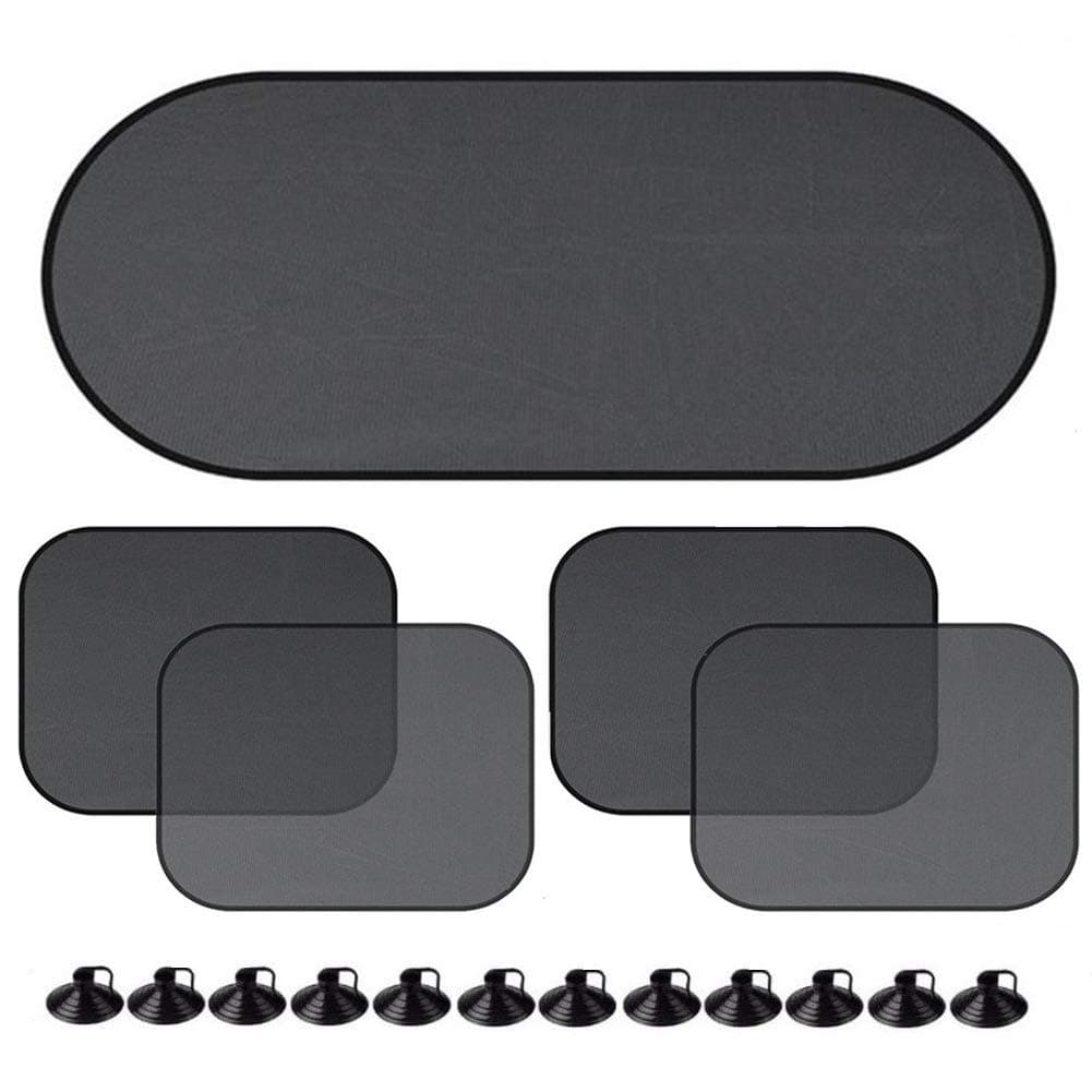 Car Window Shades, 5 Pack Car Sun Shade for Side and Rear Window, SPF 30+ Protect Your Kids/Pets in Back Seat, Blocks Over 98% of Harmful UV (14.2"x17.3" 19.7"x39.4")