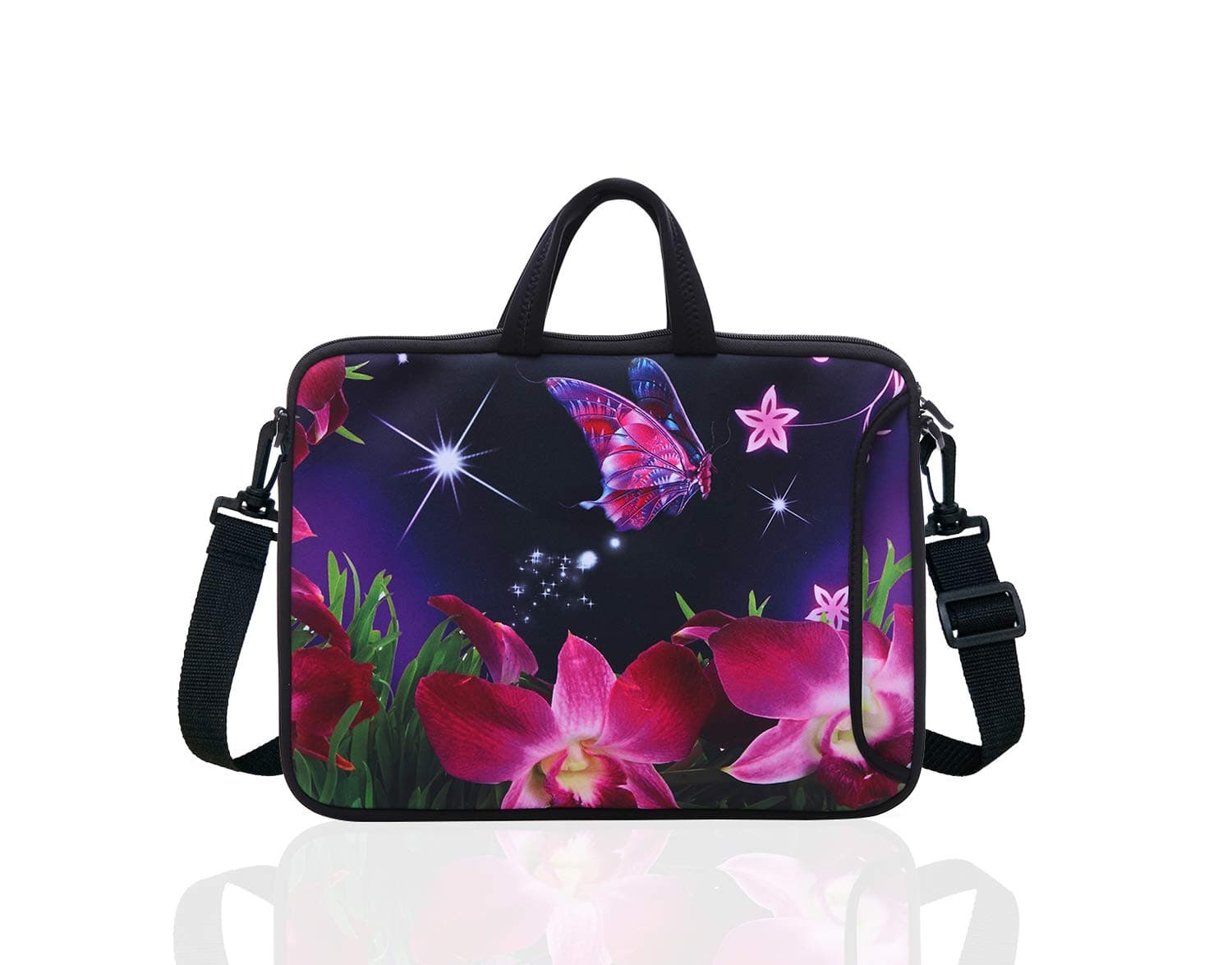 10-Inch Laptop Shoulder Sleeve Case and Tablet Bag for most 9.7" 10" 10.1" 10.2" Ipad/Notebook/eBook/Readers (flower)