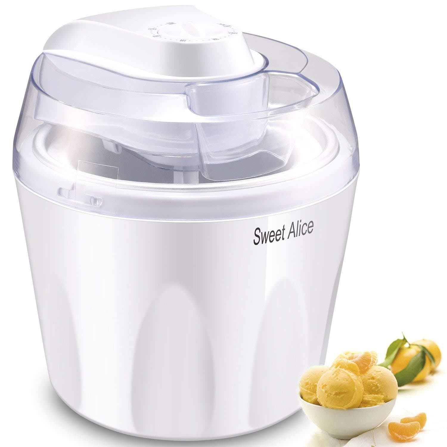 Ice Cream Maker, Sweet Alice 1.5 liter Ice Cream Maker, 3 in 1 Ice Cream Maker, with Timer & Recipe Suggestions, Sorbet Machine Yogurt Maker, Ice Cream Makers White for the Home