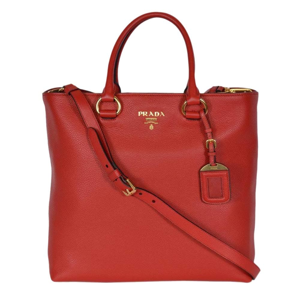 Tote Bag Handbag For Women - Women's Red Vitello Phenix Leather Shopping Tote Handbag 1BG865 Bags For Women