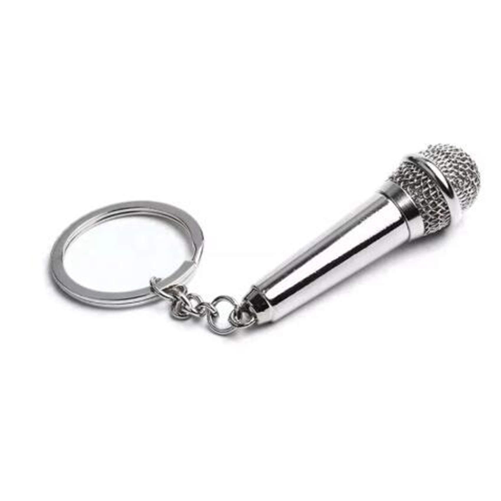Grandiy Buckle Pendant Key Ring Silver Microphone Key Holder Novelty Metal Keychain For Bag Handbag Car Decoration