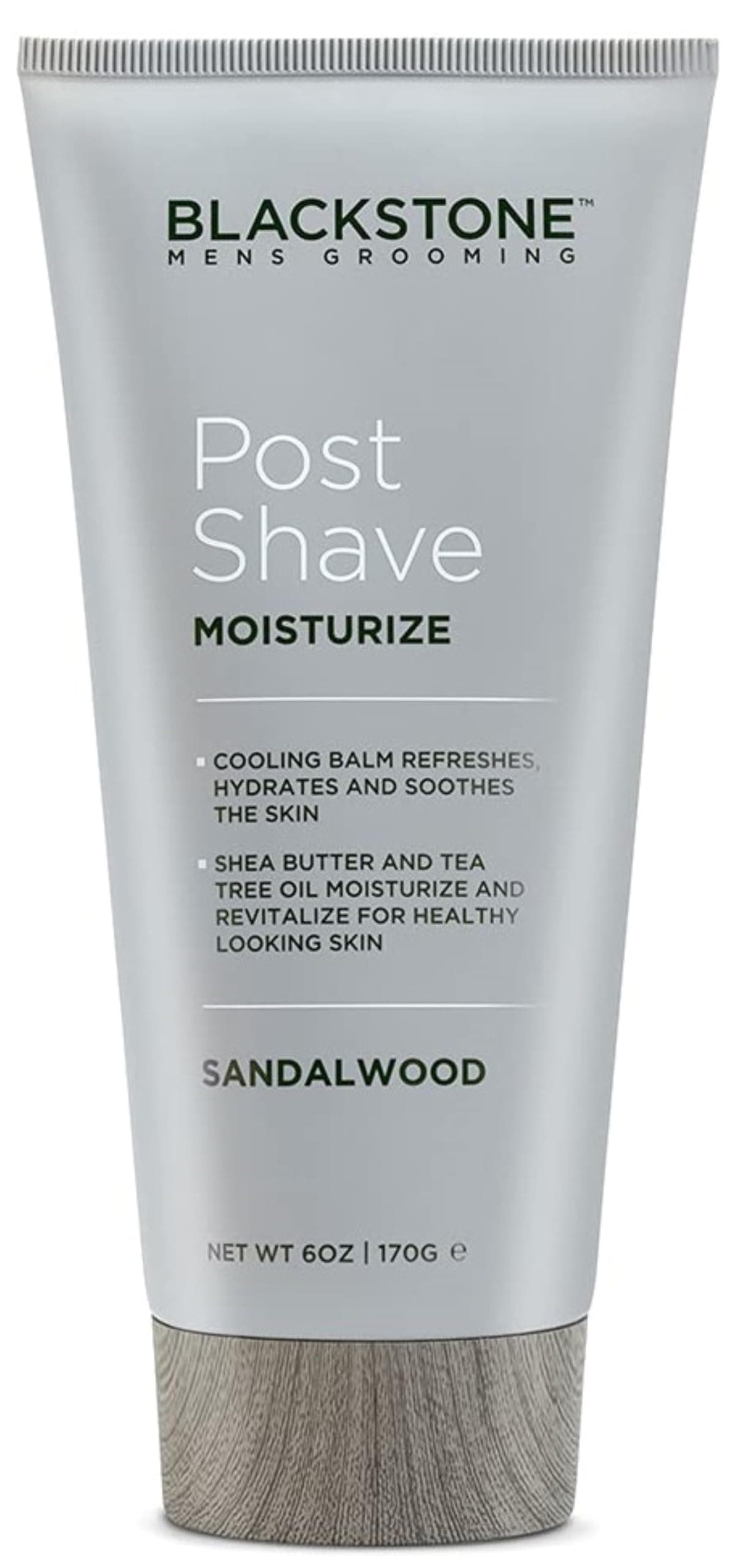 Men's Grooming Post Shave Moisturizer with Tea Tree Oil, Shea Butter, Vitamin E, & Aloe | Soothing Cooling Balm | & Paraben Free | Sandalwood (6 oz)