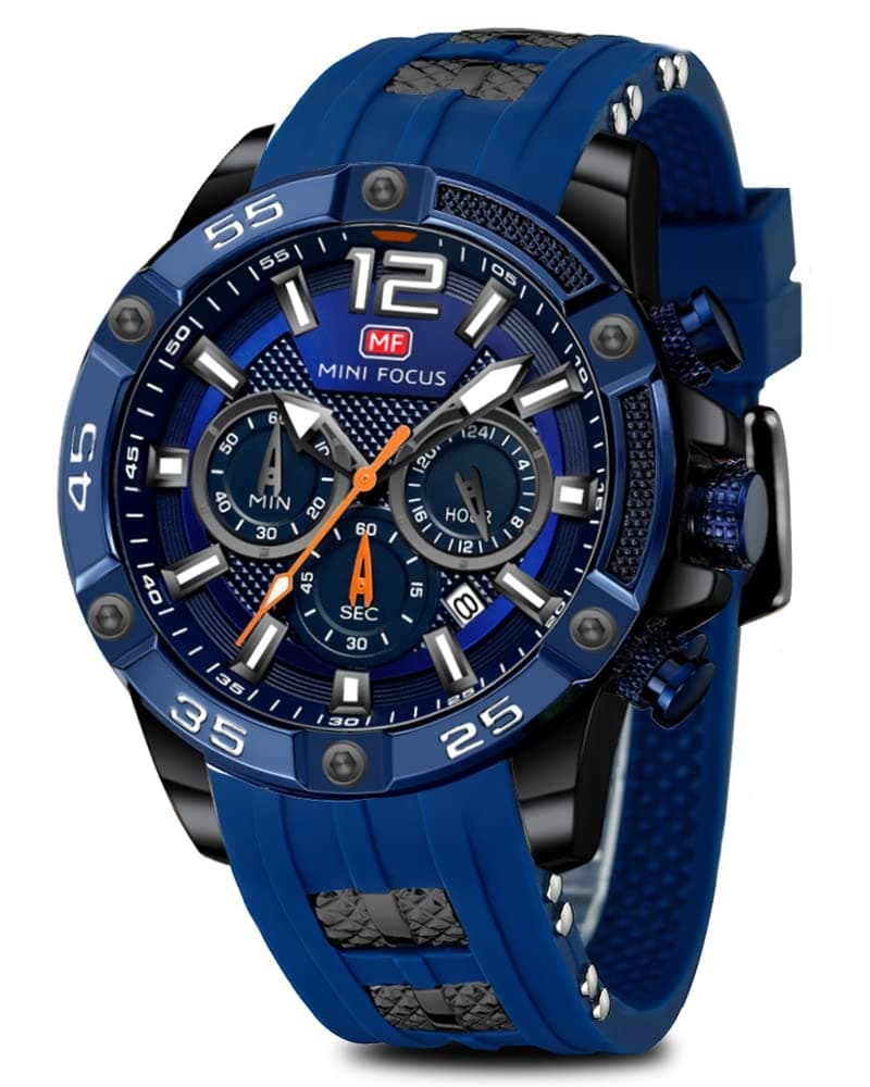 Watch for Men Sport Military Waterproof Chronograph Mens Watches Analog Quartz Big Face Classic Stylish Fashion Casual Designer Business Work Wrist Watch Elegant Gift for Men