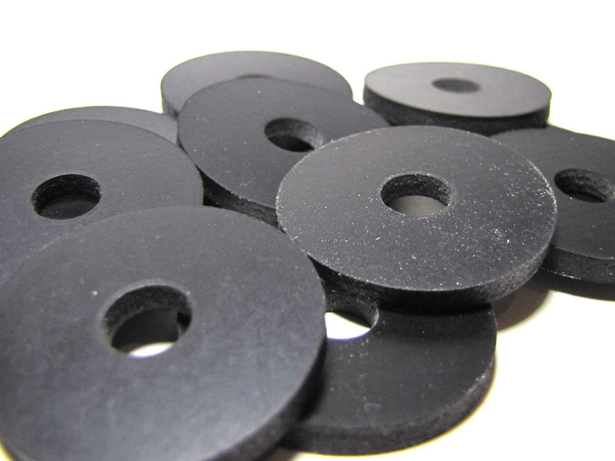 (10 Pack) Heavy Duty 2 Ply Nylon Reinforced Primal23 Industrial Brand Neoprene Rubber Washers - 1 1/4" OD X 5/16" ID X 1/8" Thickness - Primal23 Industrial Performance Series Rubber Washers