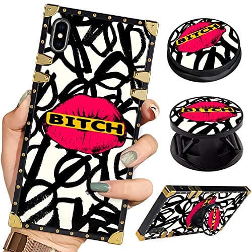 iPhone Xs MAX Luxury Square Case Galaxy Mandala Flower Elegant Soft TPU Cover Compatible for iPhone Xs Max 6.5 inch 2018