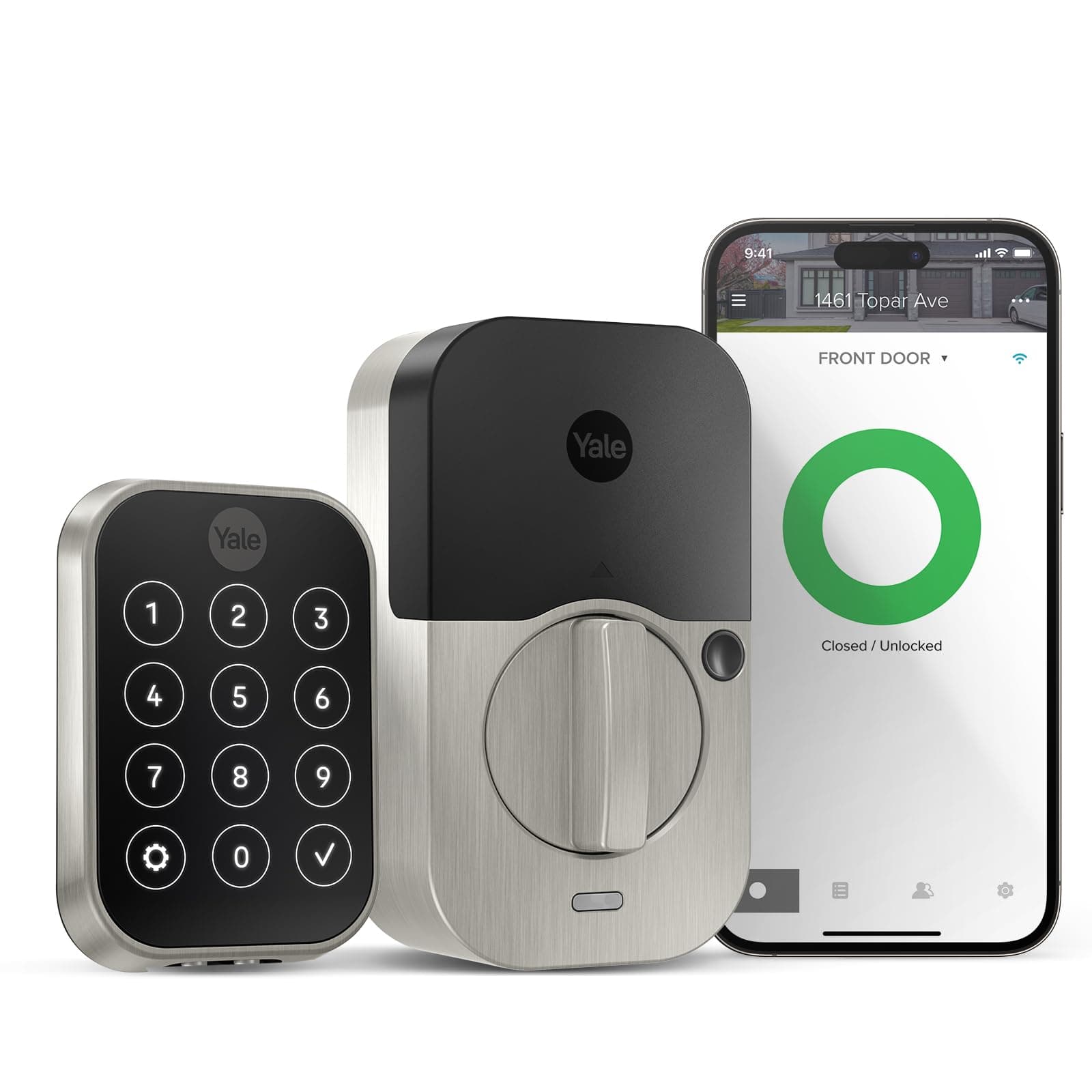 Assure Lock 2 with Wi-Fi – Satin Nickel Smart Lock for Front Door with Keypad, App Control, Backup Key, and Deadbolt – Secure Keyless Entry Door Lock, YRD450-WF1-619
