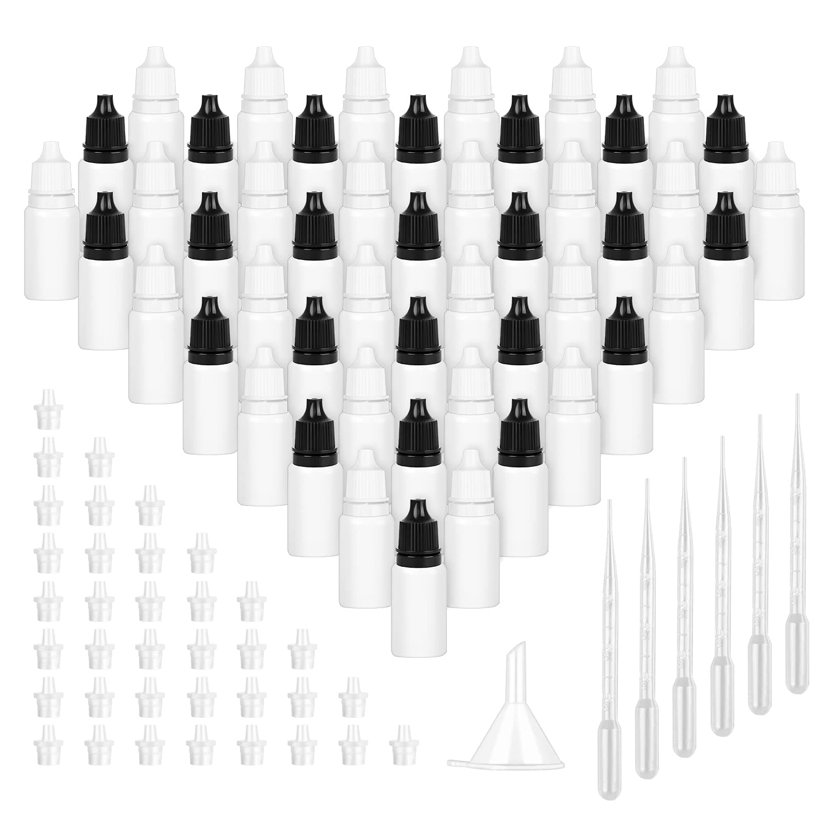 Dasyusuo Plastic Dropper Bottle, 60 Pcs 10ml Liquid Bottles Vial for Eye Drops Other Liquids, Translucent Dropper Bottle Is Plastic (6 Dropper and 1 Funnel)