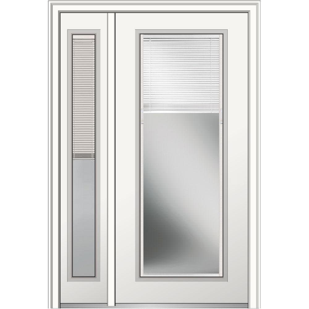 National Door Company, Z029680R, Exterior with One Sidelite Door, Steel, 50" x 80", Full Lite, Raise/Lower Blinds Collection, Right-Hand Inswing