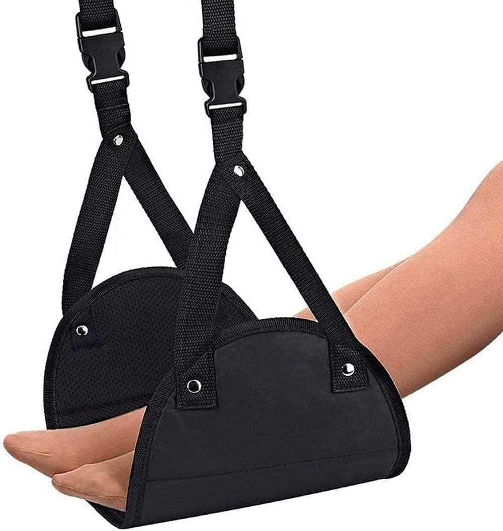 Airplane Footrest - Best Travel Essential, Airplane Travel Accessories, No Clashing Foot Hammock & Portable Plane Leg Rest, Provides Relaxation and Comfortable for Long Flight