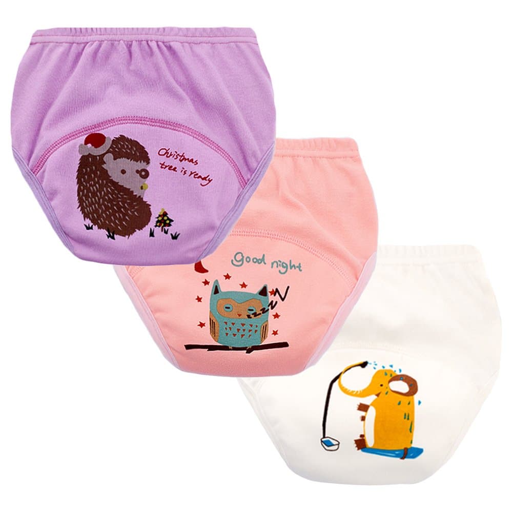 Set of 3 Toddler Girls Reusable Toilet Training Pants Cotton Nappy Underwear, Size 5 Years Girls