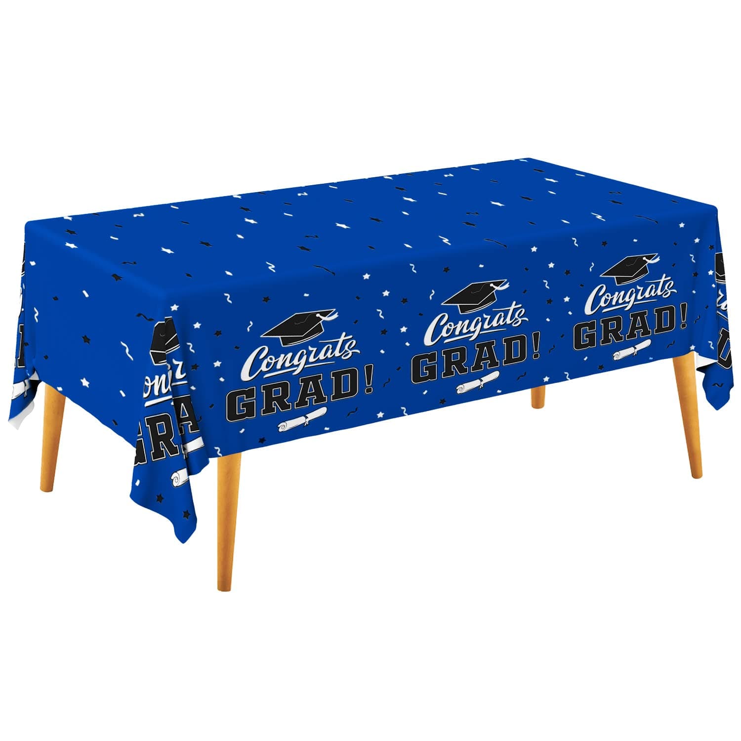 Gatherfun Graduation Decorations 2026, Gongrats Grad Tablecover for Graduation Party Supplies, 3 pcs Class Blue Table Cloths, 54"x108"