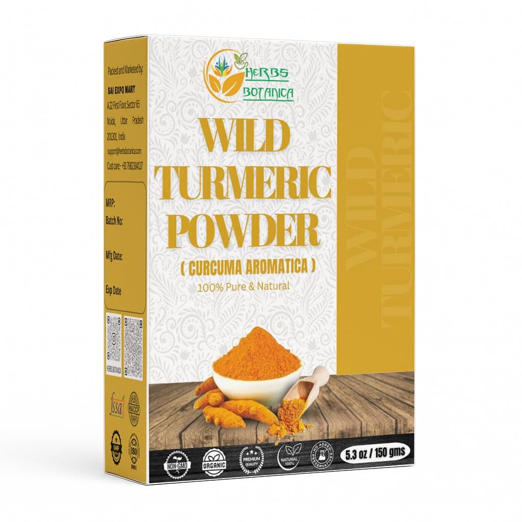 Herbs Botanica Wild Turmeric Powder Exfoliator| Amba Haldi Powder | Kasturi Manjal | Kasturi Turmeric150 Gms / 5.30 oz