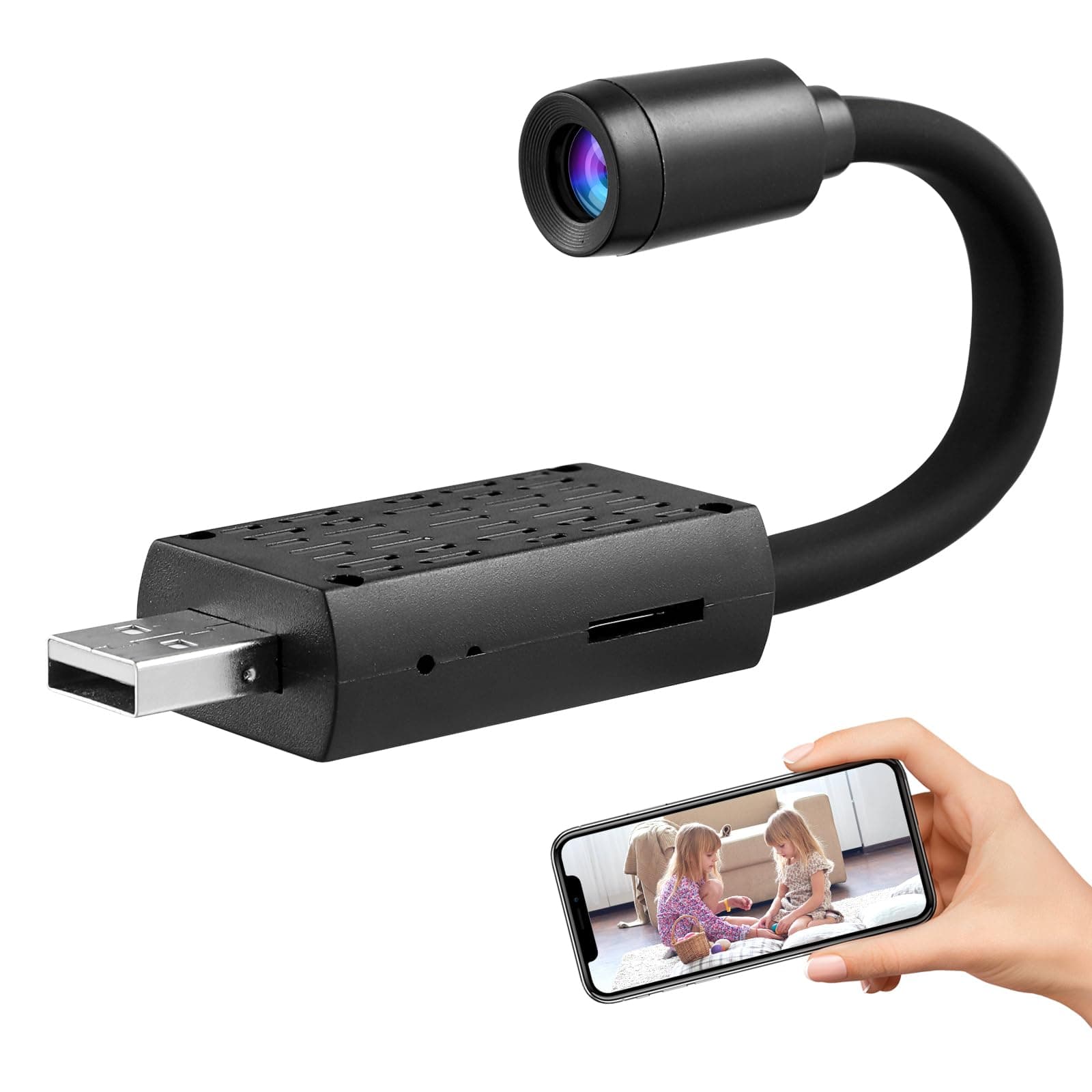 Hemobllo Security for Home 1080P Usb Powered Indoor Monitor with Night Vision Motion and Remote Access