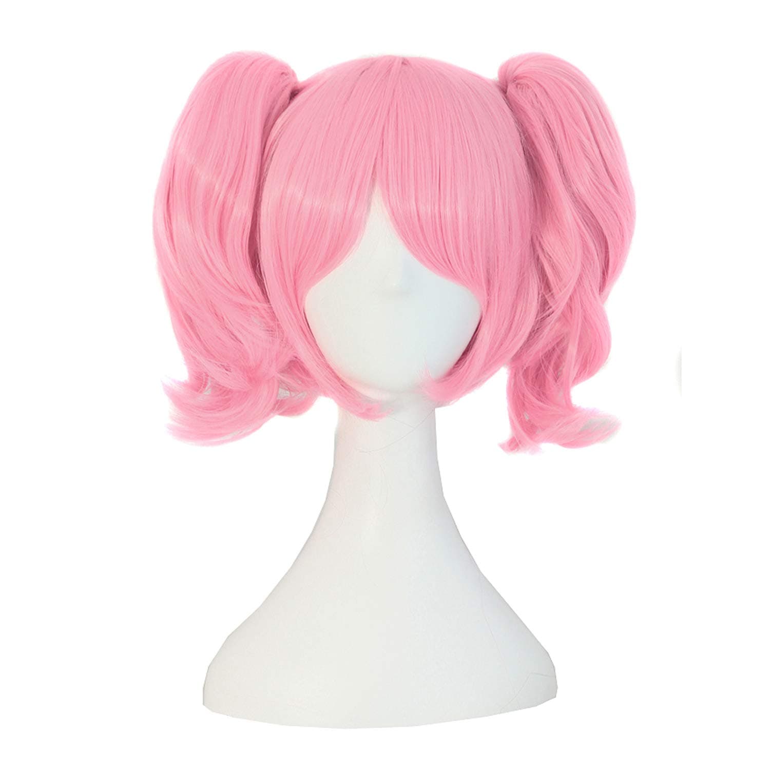 MapofBeauty Lolita Pink Short Straight Clip on Ponytails Cosplay Wig