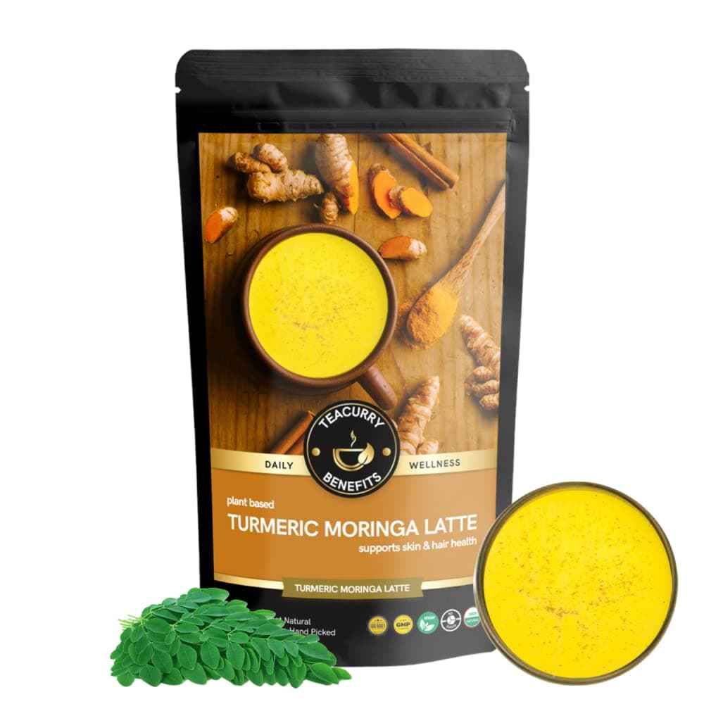 TEACURRY Moringa Turmeric Latte - 30 Sachets of Golden Milk | Turmeric Tea for weight loss & Immunity | Turmeric Latte Care - Helps to Reduce Inflammation, Cholesterol | Golden Milk