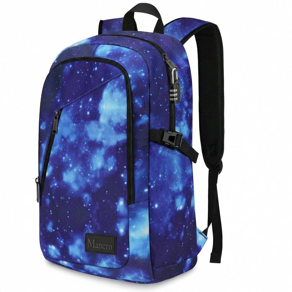 Mancro Travel Backpack for Men Women, Anti Theft Laptop Backpack, 15.6 in Laptop Backpack for Travel Lightweight Bags, Galaxy