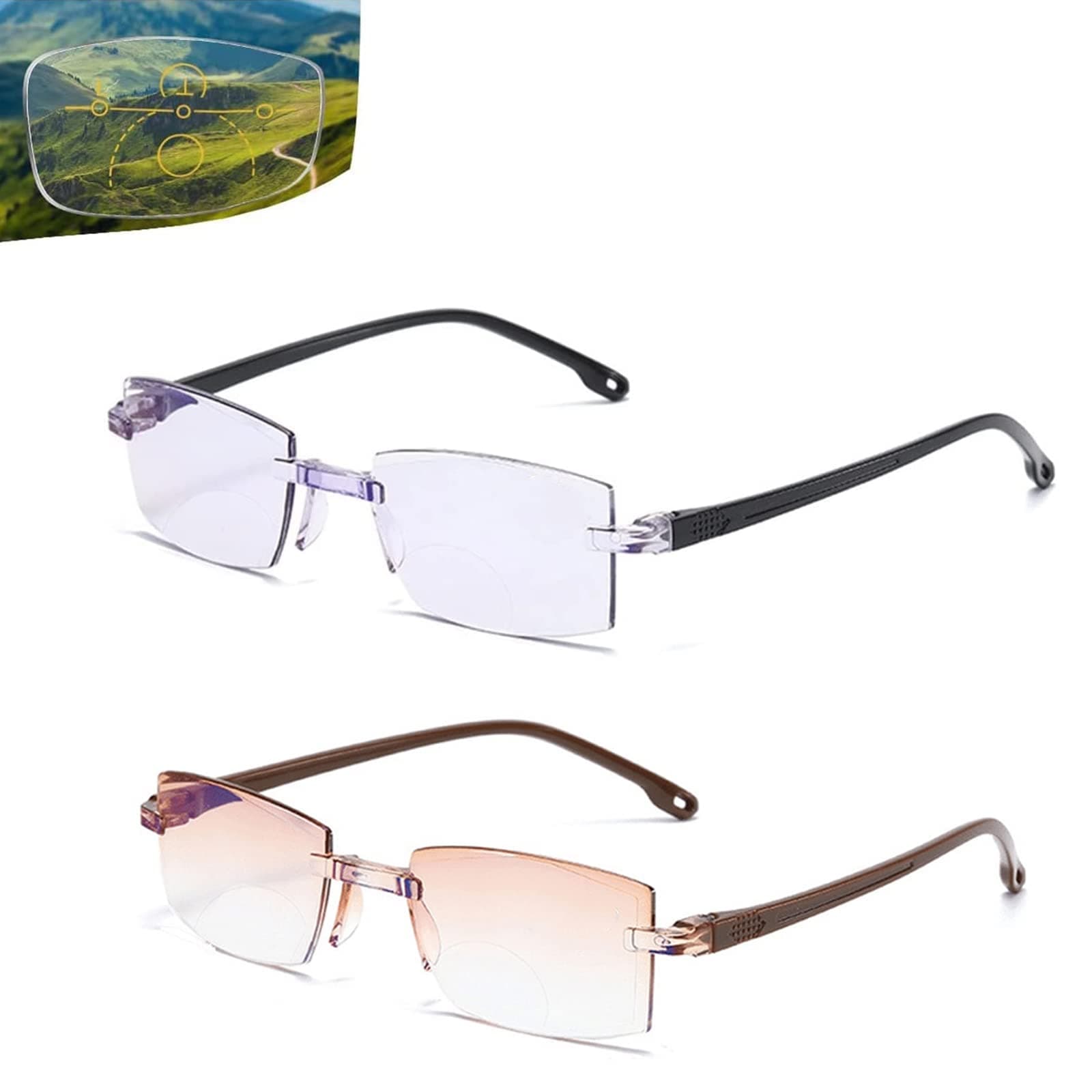 Oplviude Clarkod Sapphire High Hardness Anti-Blue Progressive Far and Near Dual-use Reading Glasses Presbyopic Glasses